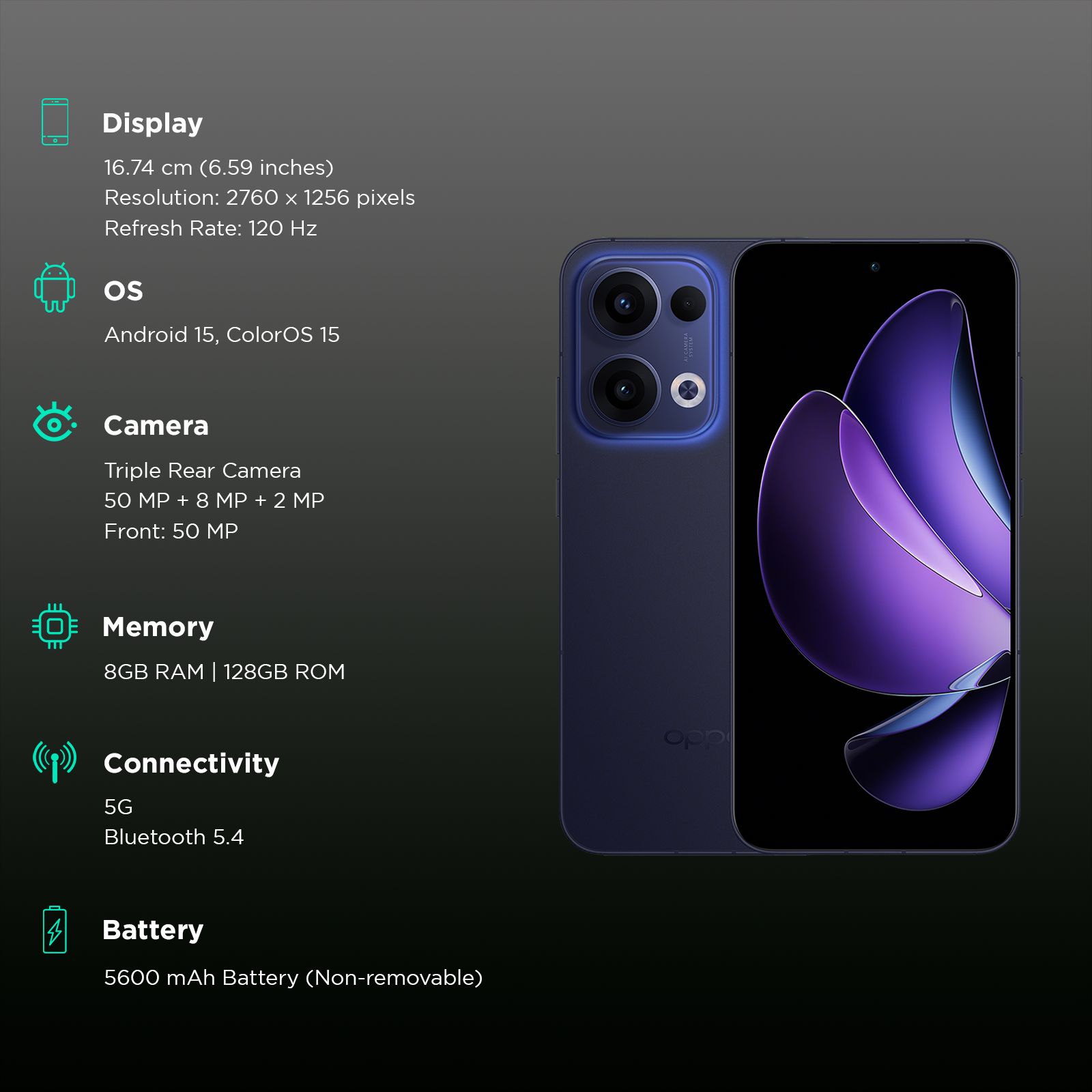 oppo Reno13 5G (8GB RAM, 128GB, Luminous Blue) oppo Reno13 5G (8GB RAM, 128GB, Luminous Blue)_3