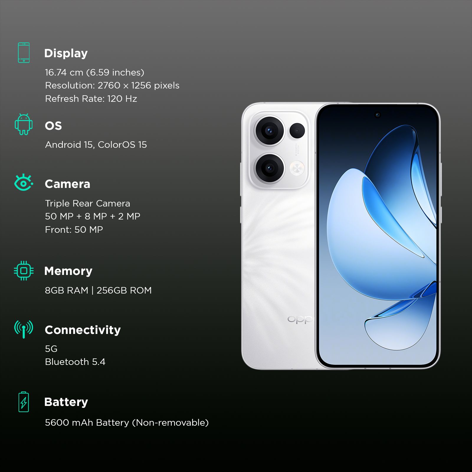 oppo Reno13 5G (8GB RAM, 256GB, Ivory White) oppo Reno13 5G (8GB RAM, 256GB, Ivory White)_3
