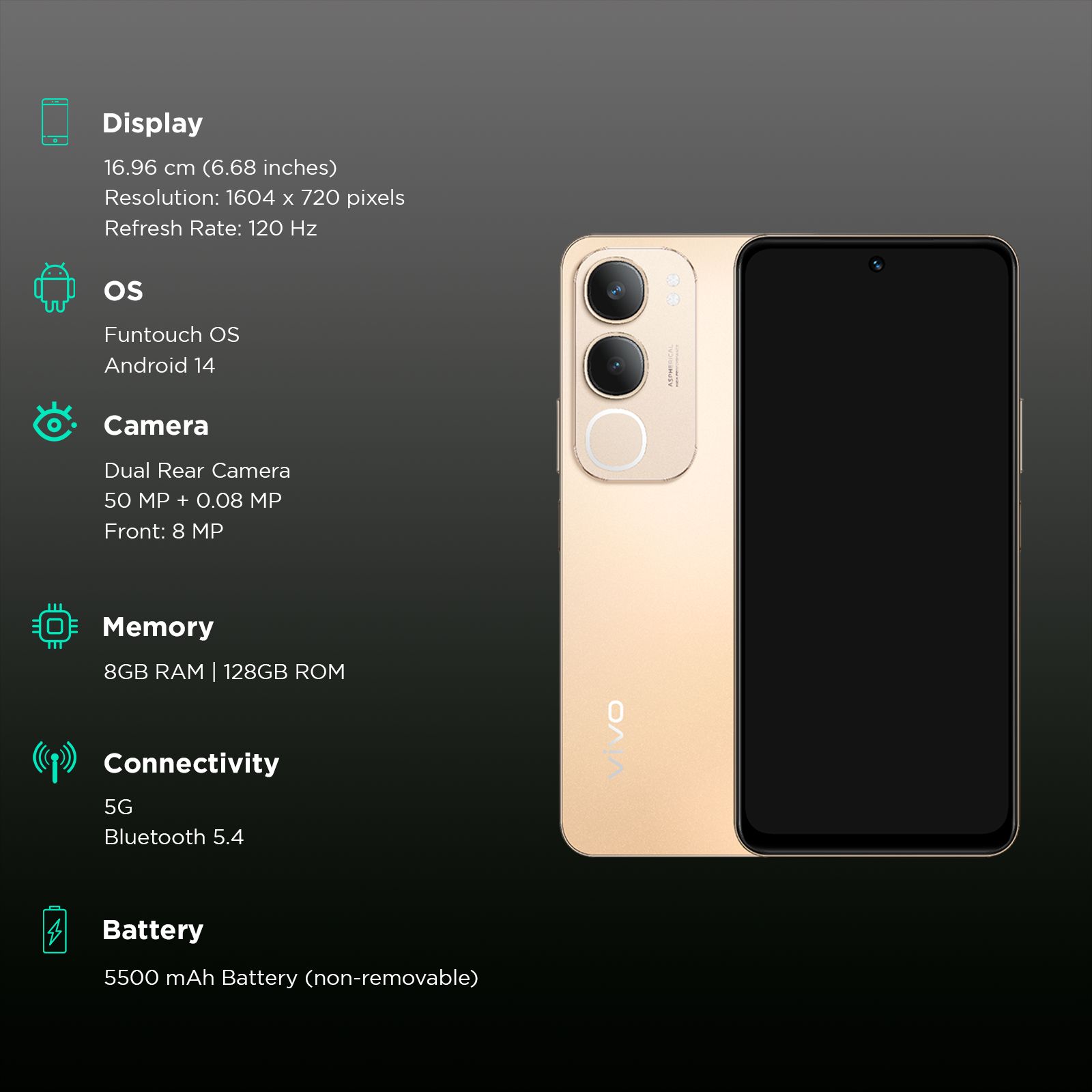 vivo Y29 5G (8GB RAM, 128GB, Titanium Gold)_3