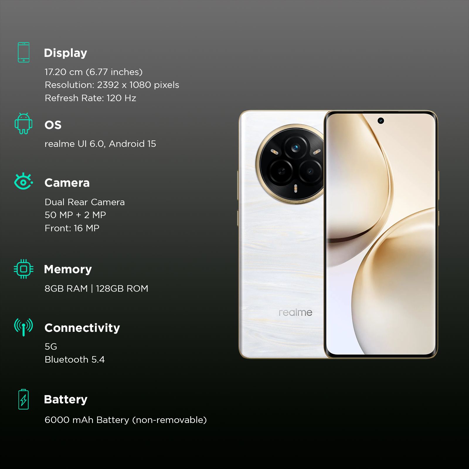 realme 14 Pro 5G (8GB RAM, 128GB, Pearl White)_3