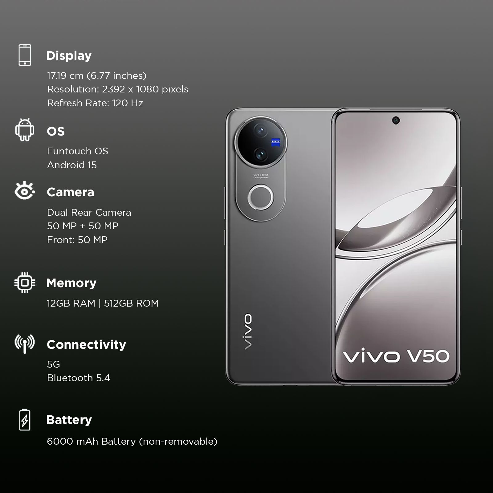 vivo V50 5G (12GB RAM, 512GB, Titanium Grey) vivo V50 5G (12GB RAM, 512GB, Titanium Grey)_3