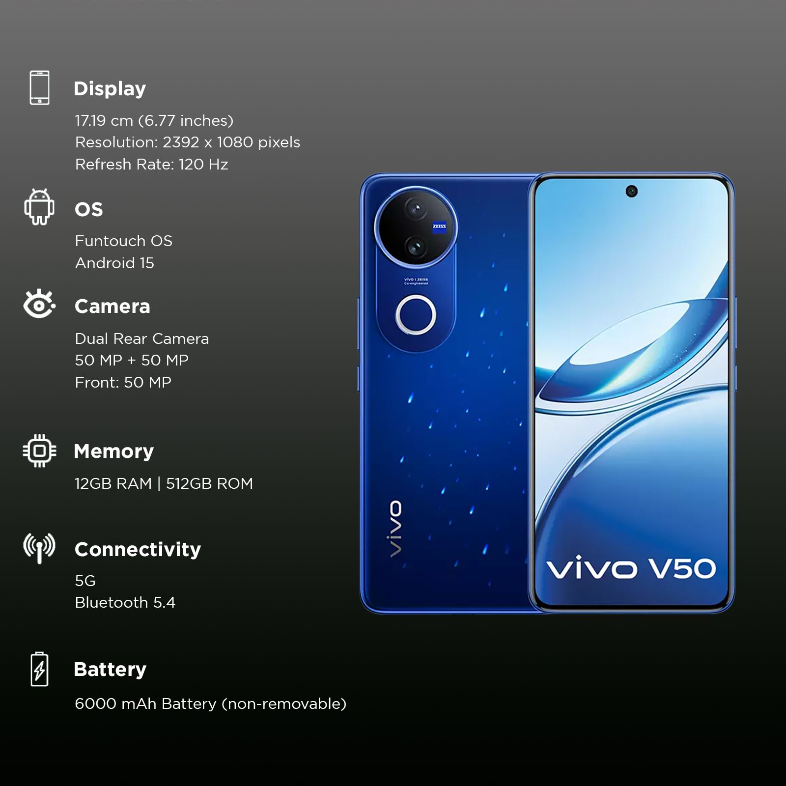 vivo V50 5G (12GB RAM, 512GB, Starry Night) vivo V50 5G (12GB RAM, 512GB, Starry Night)_3