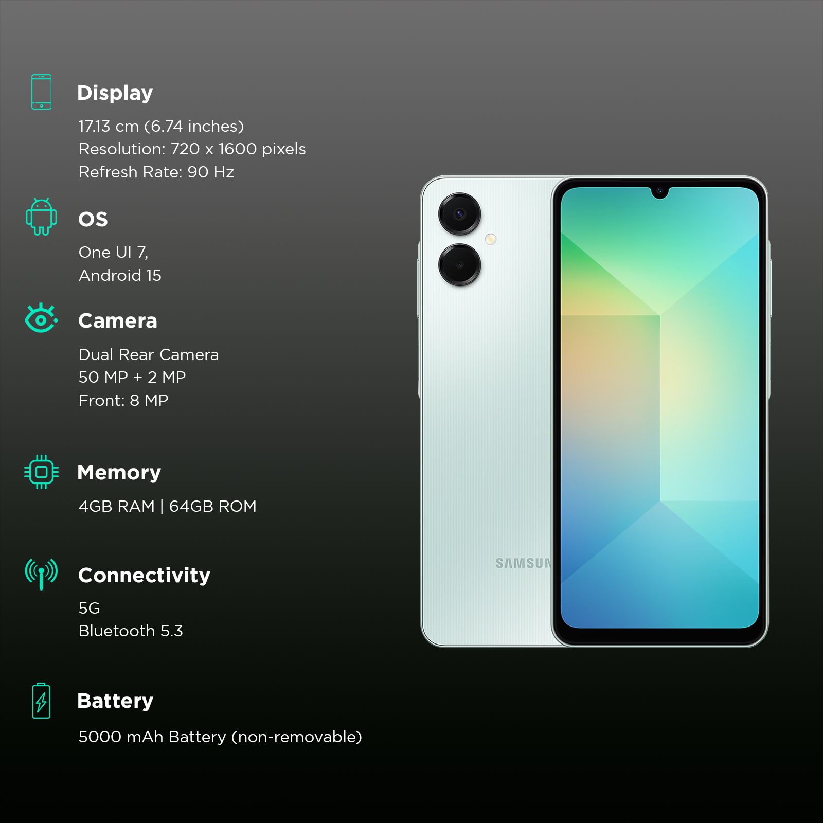 SAMSUNG Galaxy A06 5G (4GB RAM, 64GB, Light Green) SAMSUNG Galaxy A06 5G (4GB RAM, 64GB, Light Green)_3