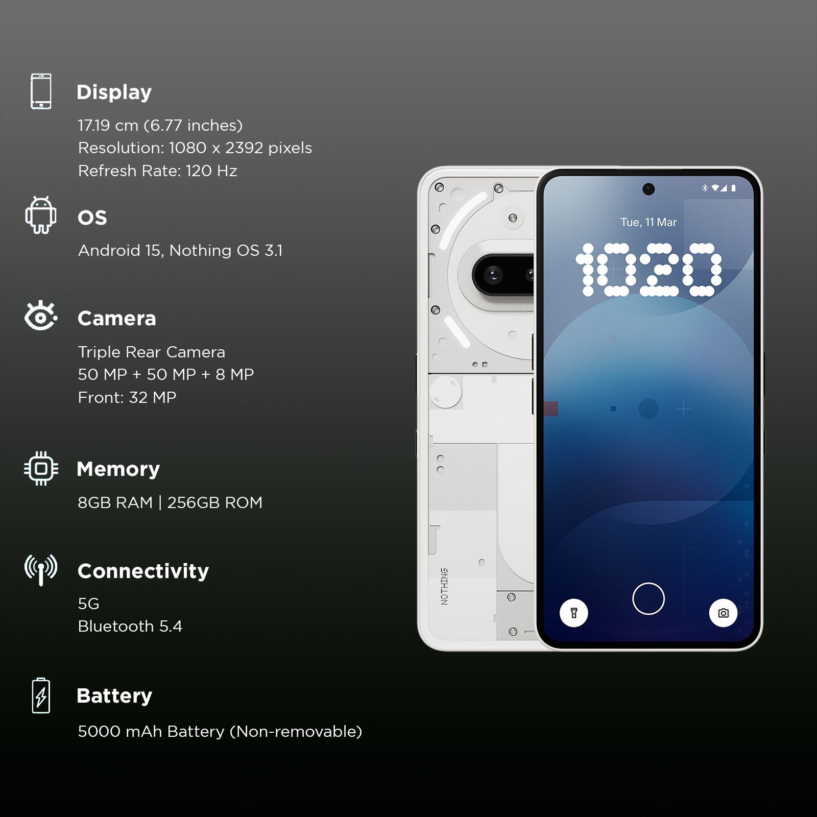 Nothing Phone 3a 5G (8GB RAM, 256GB, White)_3