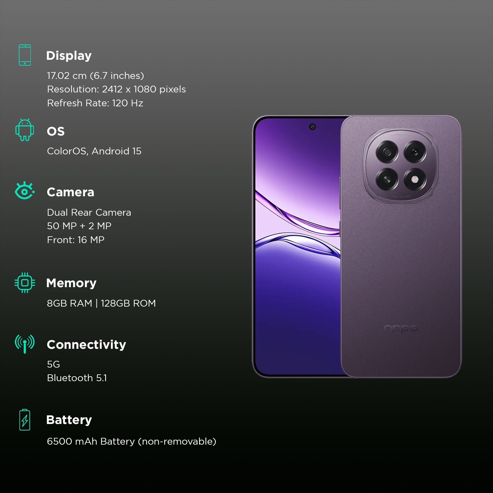 oppo F29 5G (8GB RAM, 128GB, Solid Purple)_3