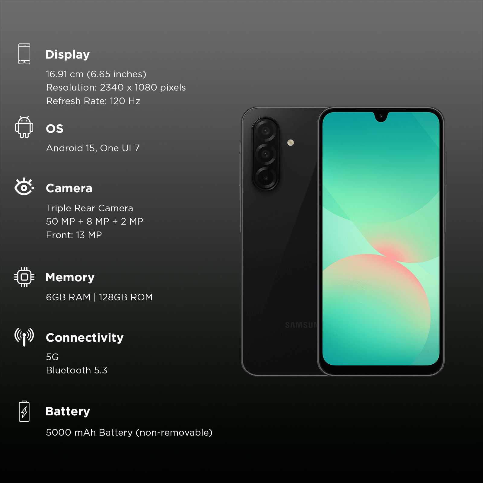 SAMSUNG Galaxy A26 5G (6GB RAM, 128GB, Awesome Black)_3