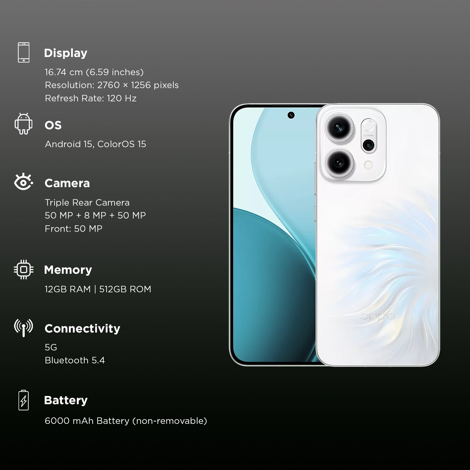 oppo Reno 14 5G (12GB RAM, 512GB, Pearl White) oppo Reno 14 5G (12GB RAM, 512GB, Pearl White)_3