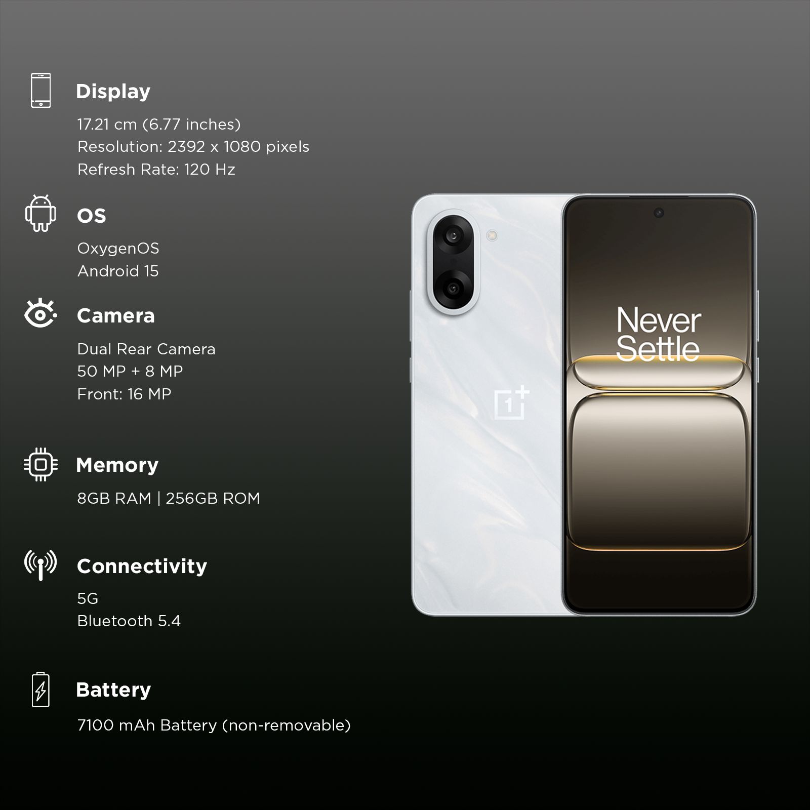 OnePlus Nord CE5 5G (8GB RAM, 256GB, Marble Mist) OnePlus Nord CE5 5G (8GB RAM, 256GB, Marble Mist)_3