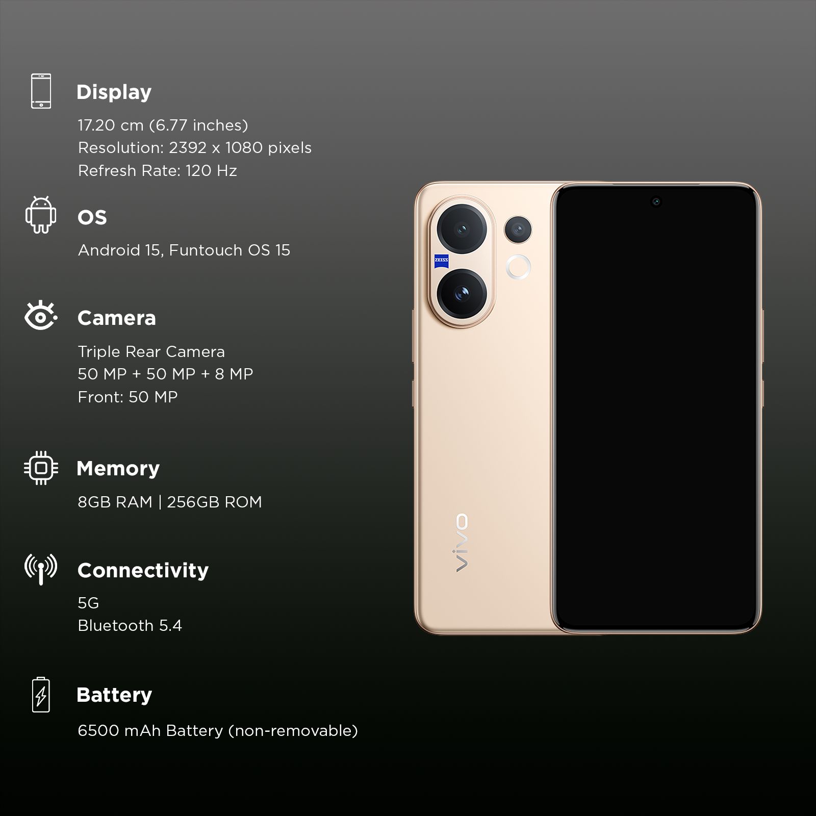 vivo V60 5G (8GB RAM, 256GB, Auspicious Gold) vivo V60 5G (8GB RAM, 256GB, Auspicious Gold)_3