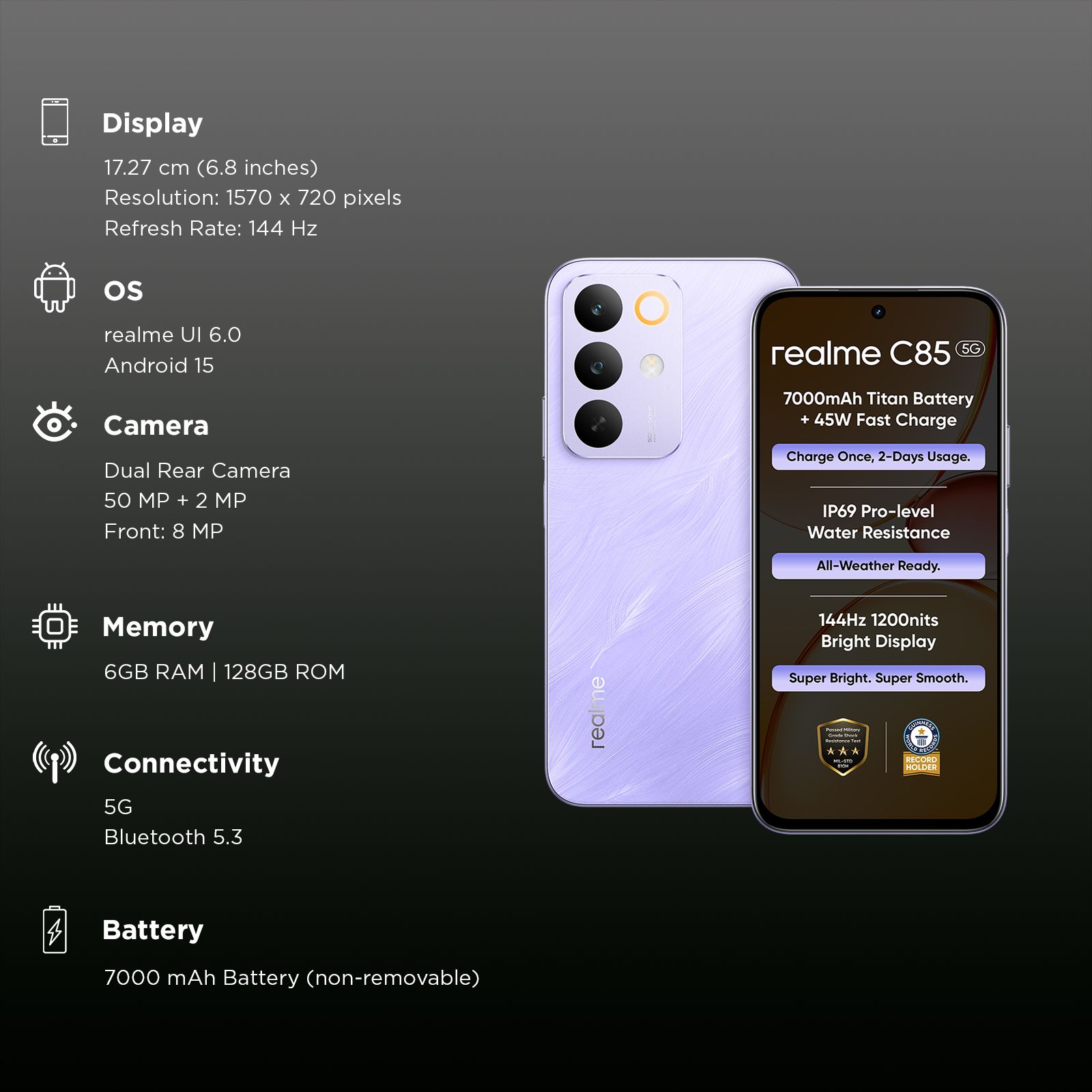 realme C85 5G (6GB RAM, 128GB, Purple) realme C85 5G (6GB RAM, 128GB, Purple)_3