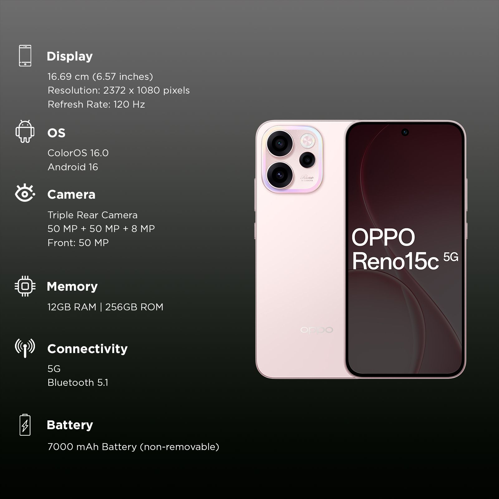 oppo Reno15c 5G (12GB RAM, 256GB, Afterglow Pink) oppo Reno15c 5G (12GB RAM, 256GB, Afterglow Pink)_3