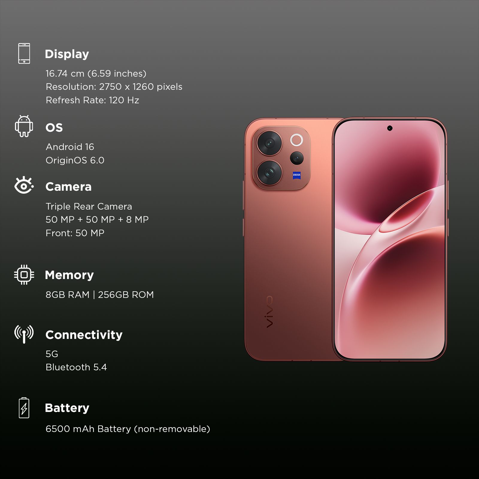 vivo V70 5G (8GB RAM, 256GB, Passion Red) vivo V70 5G (8GB RAM, 256GB, Passion Red)_3
