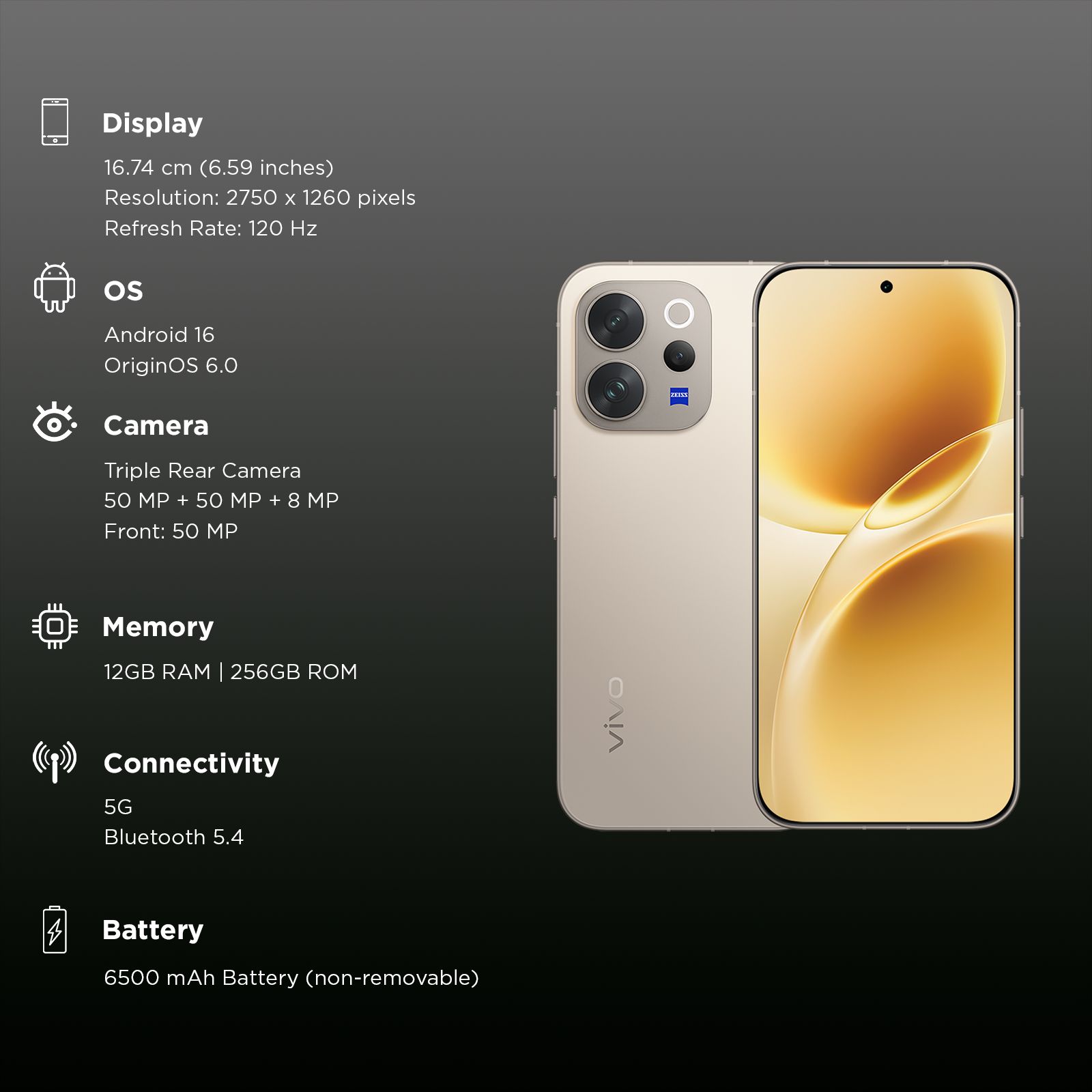 vivo V70 Elite 5G (12GB RAM, 256GB, Sand Beige) vivo V70 Elite 5G (12GB RAM, 256GB, Sand Beige)_3