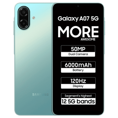 SAMSUNG Galaxy A07 5G (6GB RAM, 128GB, Light
                  Green)