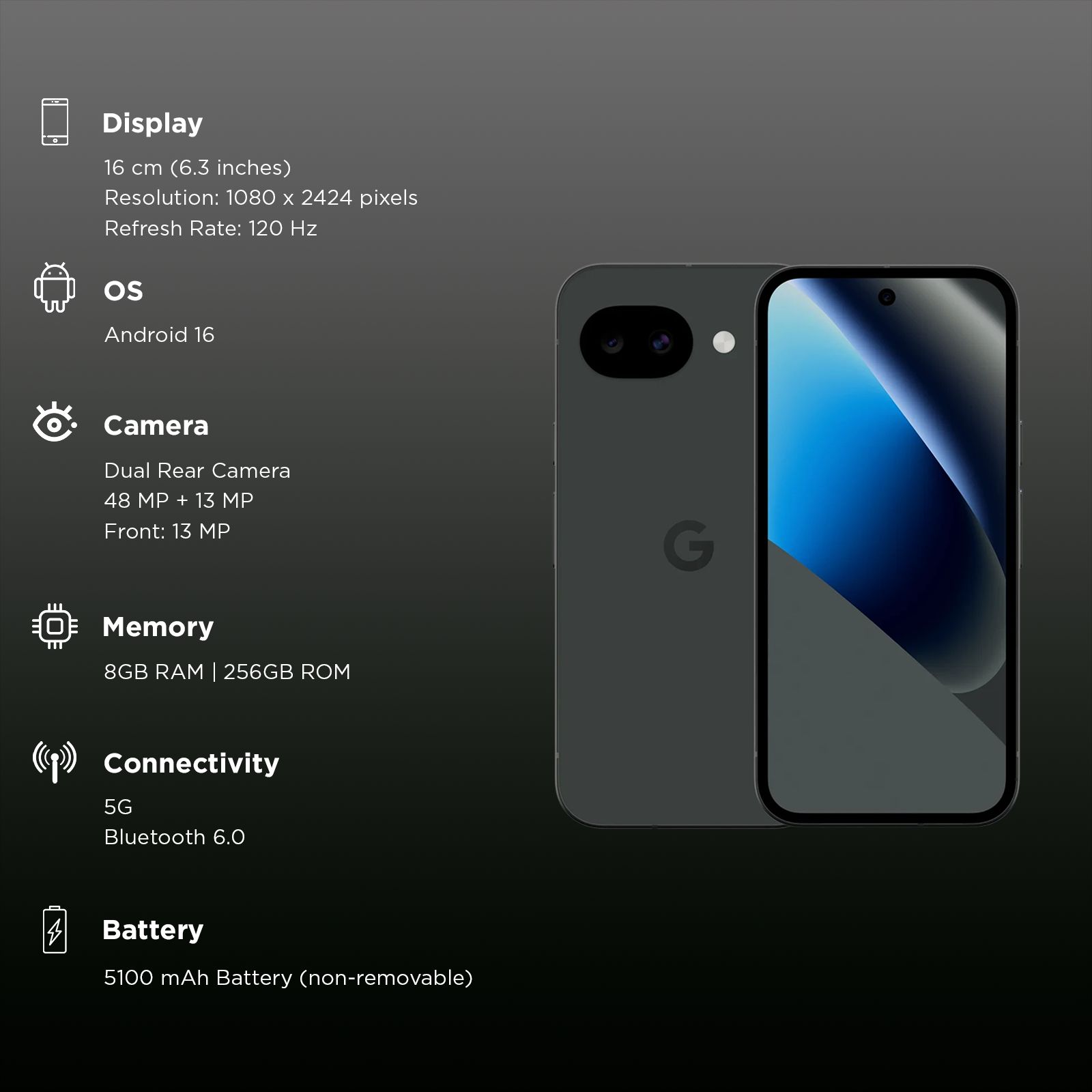 Google Pixel 10a 5G (8GB RAM, 256GB, Obsidian) Google Pixel 10a 5G (8GB RAM, 256GB, Obsidian)_3