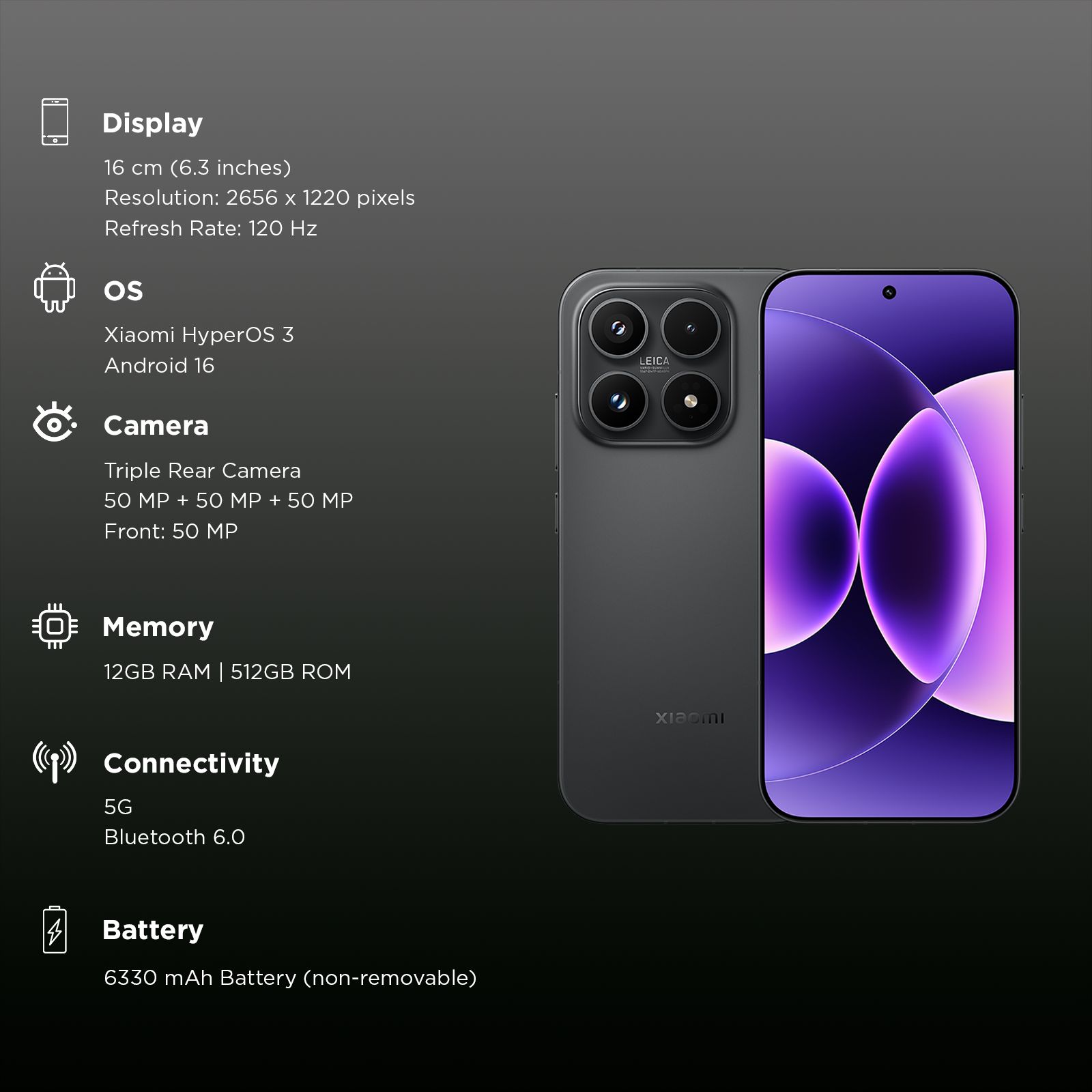 Xiaomi 17 5G (12GB RAM, 512GB, Black) Xiaomi 17 5G (12GB RAM, 512GB, Black)_3