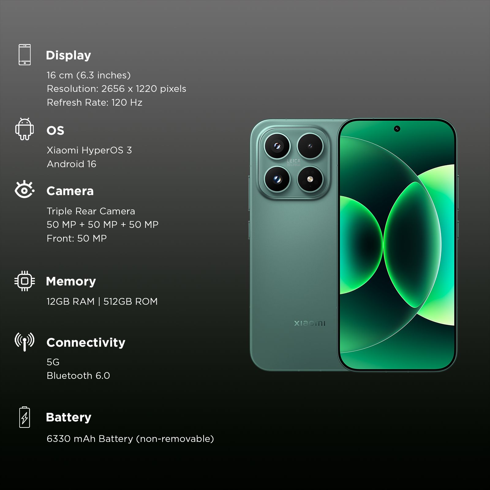 Xiaomi 17 5G (12GB RAM, 512GB, Venture Green) Xiaomi 17 5G (12GB RAM, 512GB, Venture Green)_3