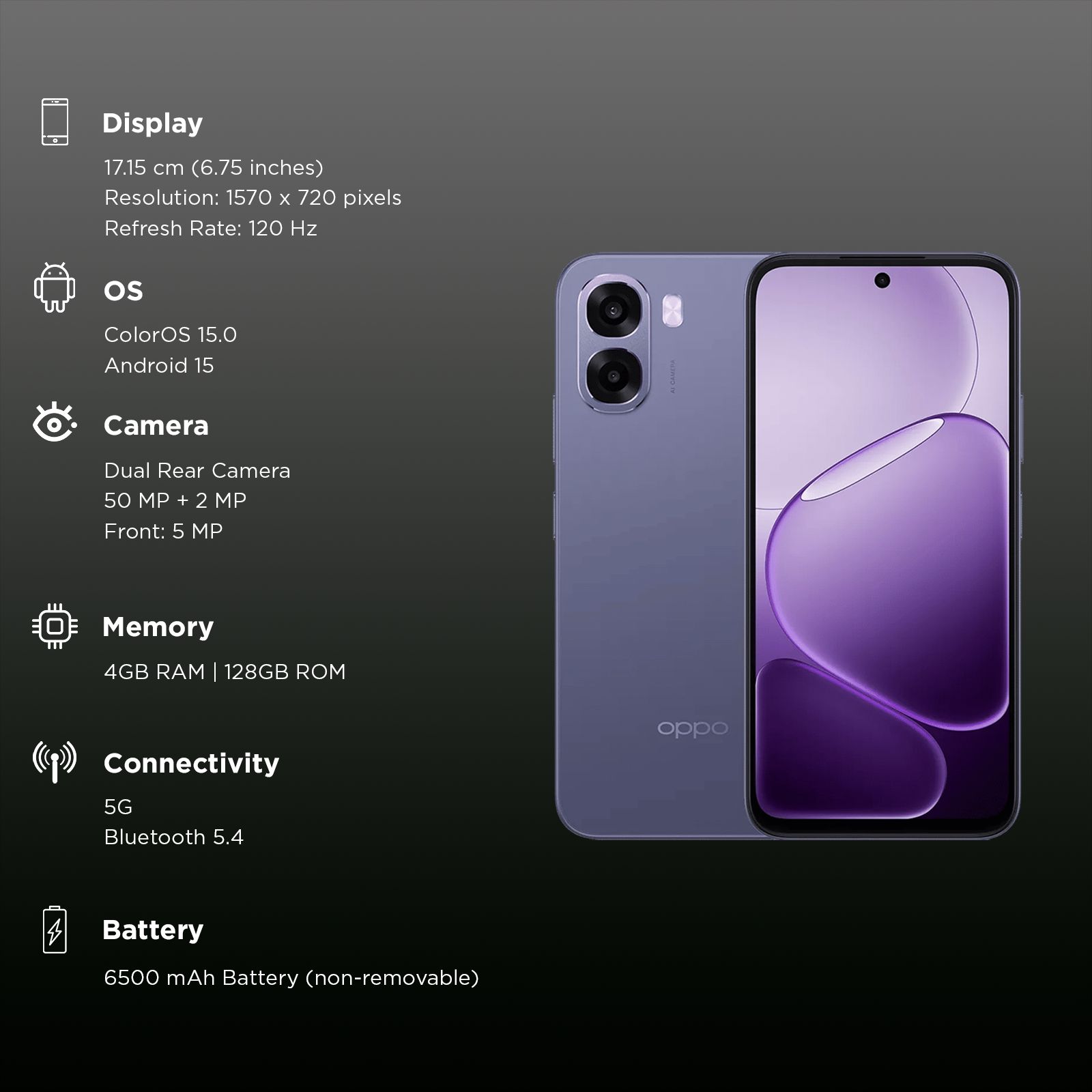 oppo A6S 5G (4GB RAM, 128GB, Plum Purple)_3