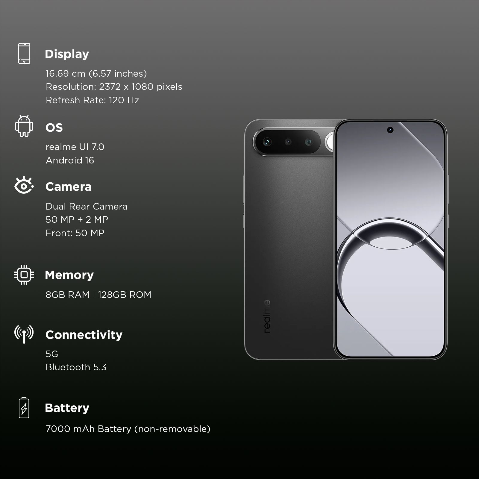 realme 16 5G (8GB RAM, 128GB, Air Black) realme 16 5G (8GB RAM, 128GB, Air Black)_3