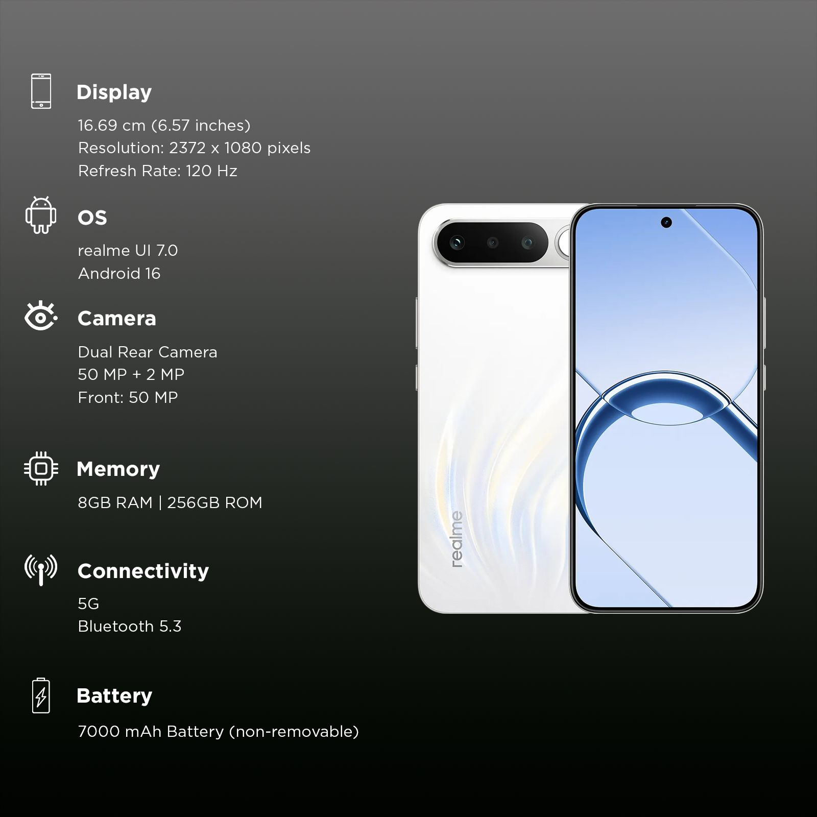 realme 16 5G (8GB RAM, 256GB, Air White)_3