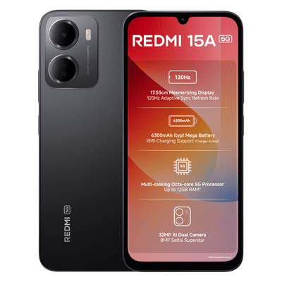 Redmi 15A 5G (4GB RAM, 64GB, Ace Black)