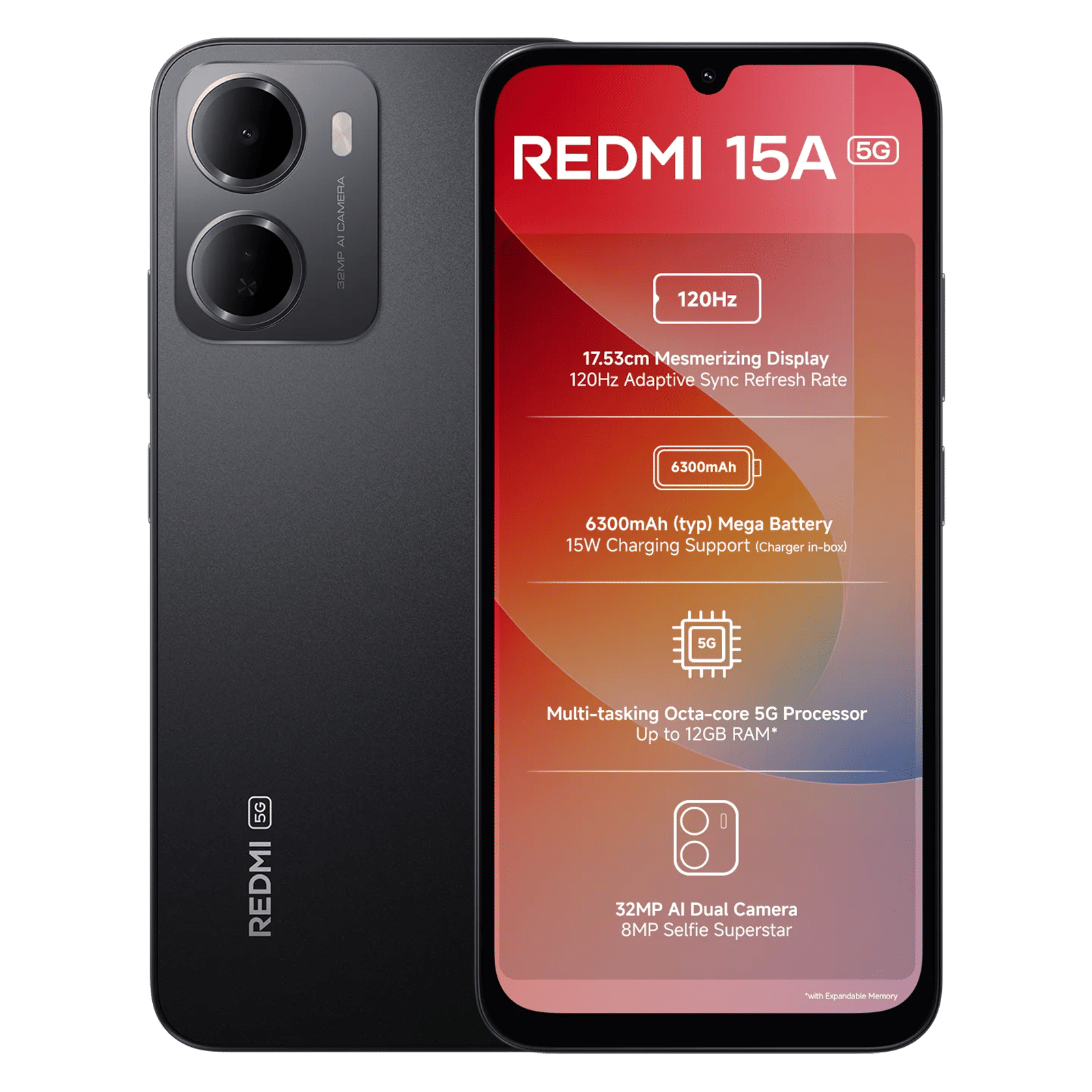 Redmi 15A 5G (4GB RAM, 128GB, Ace Black) Redmi 15A 5G (4GB RAM, 128GB, Ace Black)_1