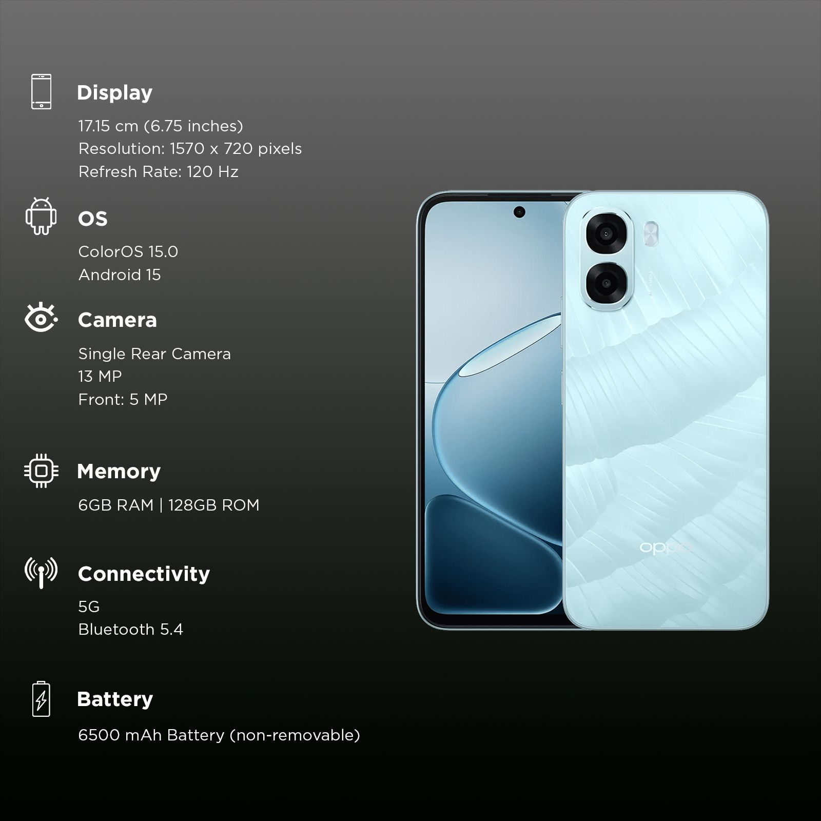 Oppo A6x 5G (6GB RAM, 128GB, Ice Blue)_3