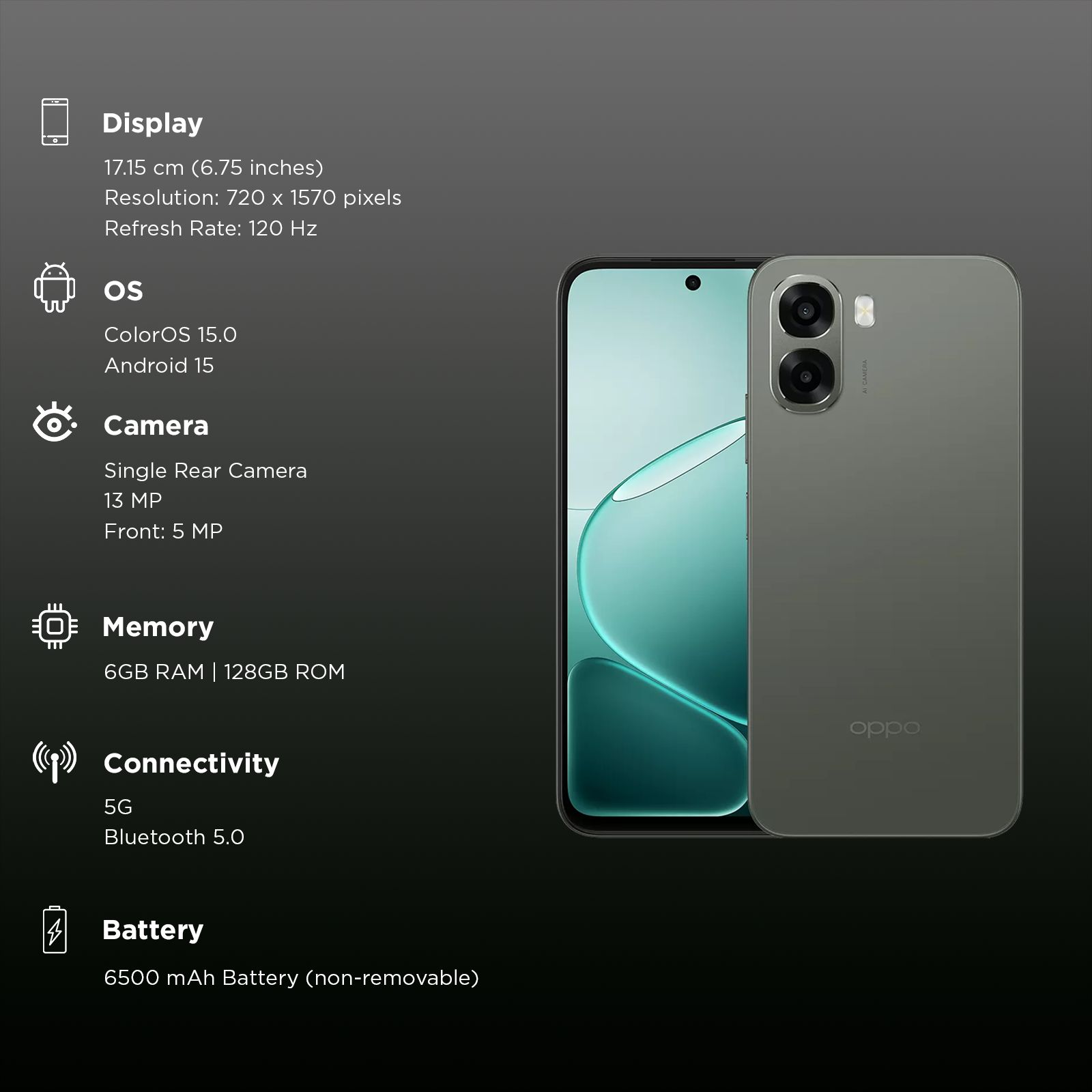 Oppo A6x 5G (6GB RAM, 128GB, Olive Green) Oppo A6x 5G (6GB RAM, 128GB, Olive Green)_3
