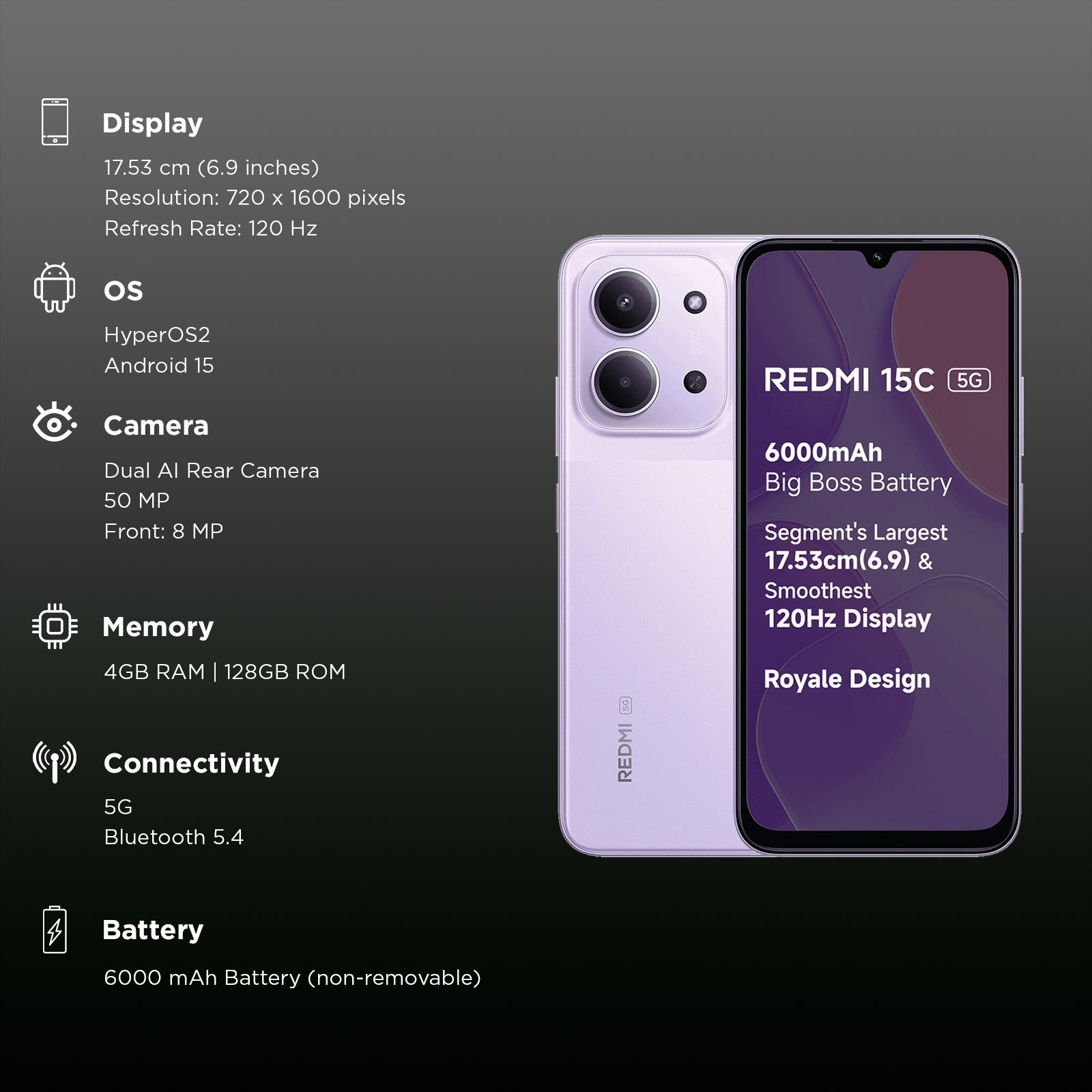 Redmi 15C 5G (4GB RAM, 128GB, Dusk Purple) Redmi 15C 5G (4GB RAM, 128GB, Dusk Purple)_3