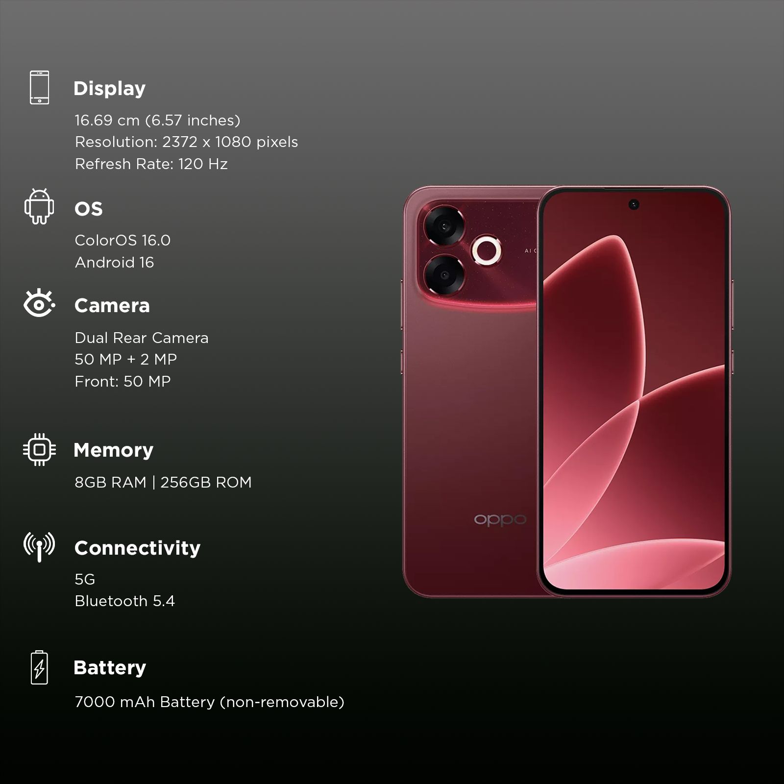 oppo F33 Pro 5G (8GB RAM, 256GB, Passion Red) oppo F33 Pro 5G (8GB RAM, 256GB, Passion Red)_3