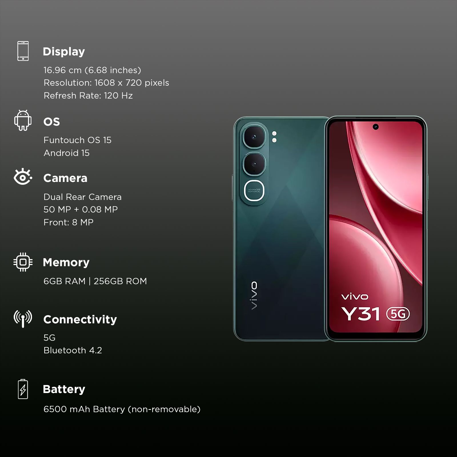 vivo Y31 5G (6GB RAM, 256GB, Diamond Green) vivo Y31 5G (6GB RAM, 256GB, Diamond Green)_3