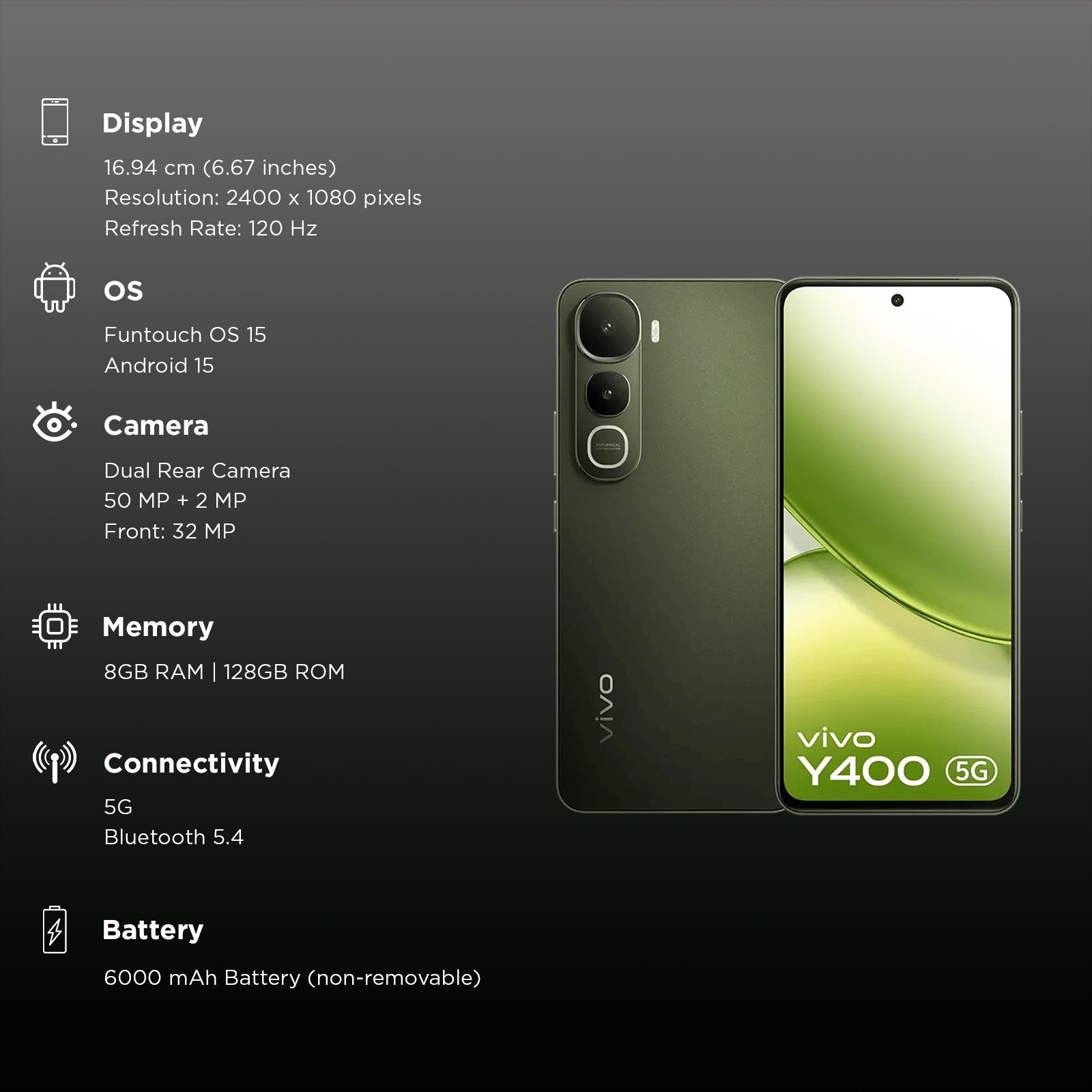 vivo Y400 5G (8GB RAM, 128GB, Olive Green) vivo Y400 5G (8GB RAM, 128GB, Olive Green)_3