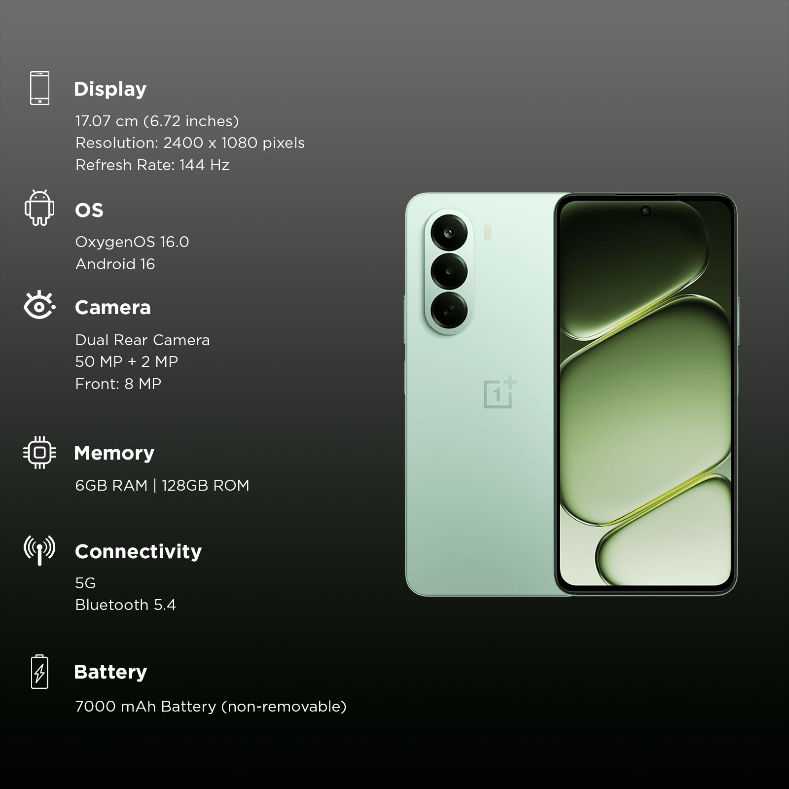 OnePlus Nord CE6 Lite 5G (6GB RAM, 128GB, Vivid Mint) OnePlus Nord CE6 Lite 5G (6GB RAM, 128GB, Vivid Mint)_3
