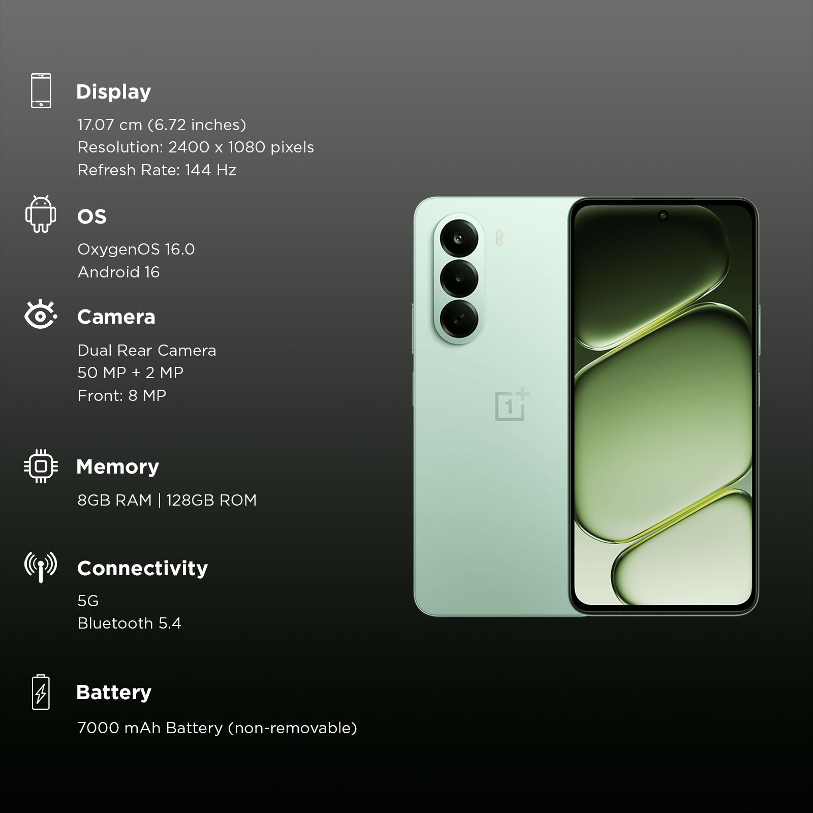 OnePlus Nord CE6 Lite 5G (8GB RAM, 128GB, Vivid Mint)_3