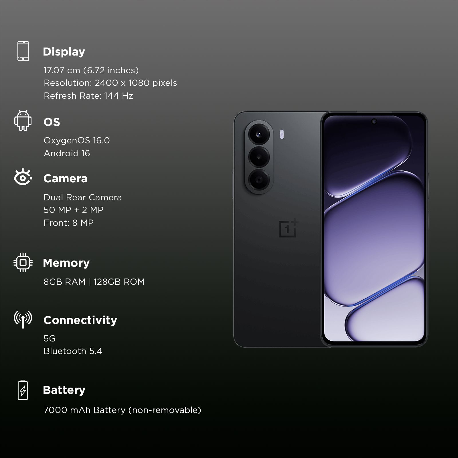 OnePlus Nord CE6 Lite 5G (8GB RAM, 128GB, Hyper Black)_3