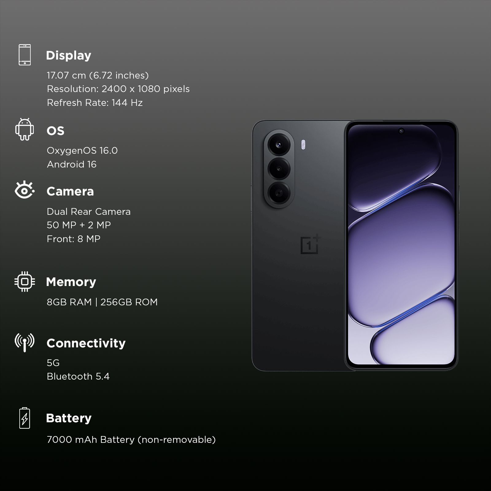 OnePlus Nord CE6 Lite 5G (8GB RAM, 256GB, Hyper Black) OnePlus Nord CE6 Lite 5G (8GB RAM, 256GB, Hyper Black)_3