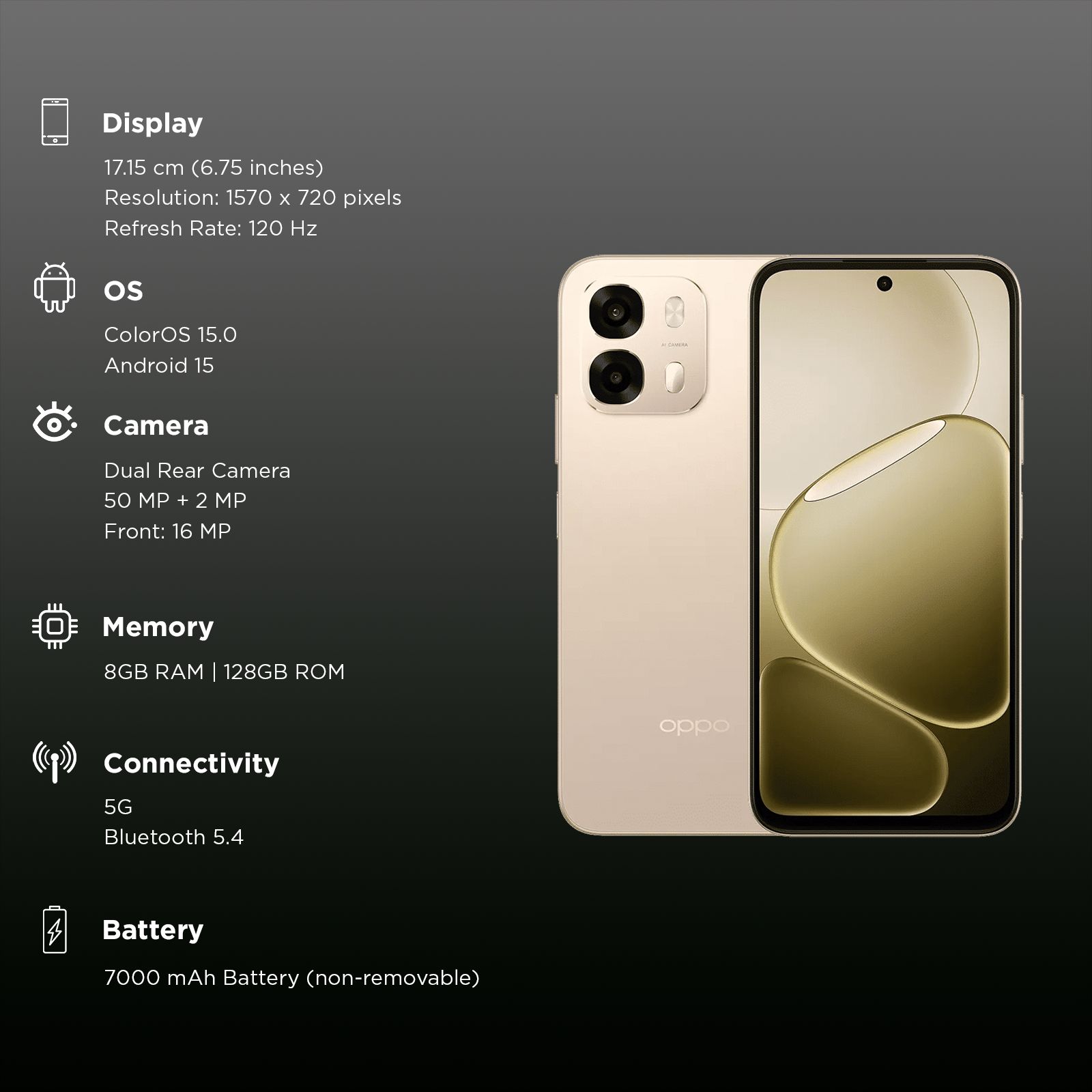 Oppo A6 Pro 5G (8GB RAM, 128GB, Aurora Gold)_3