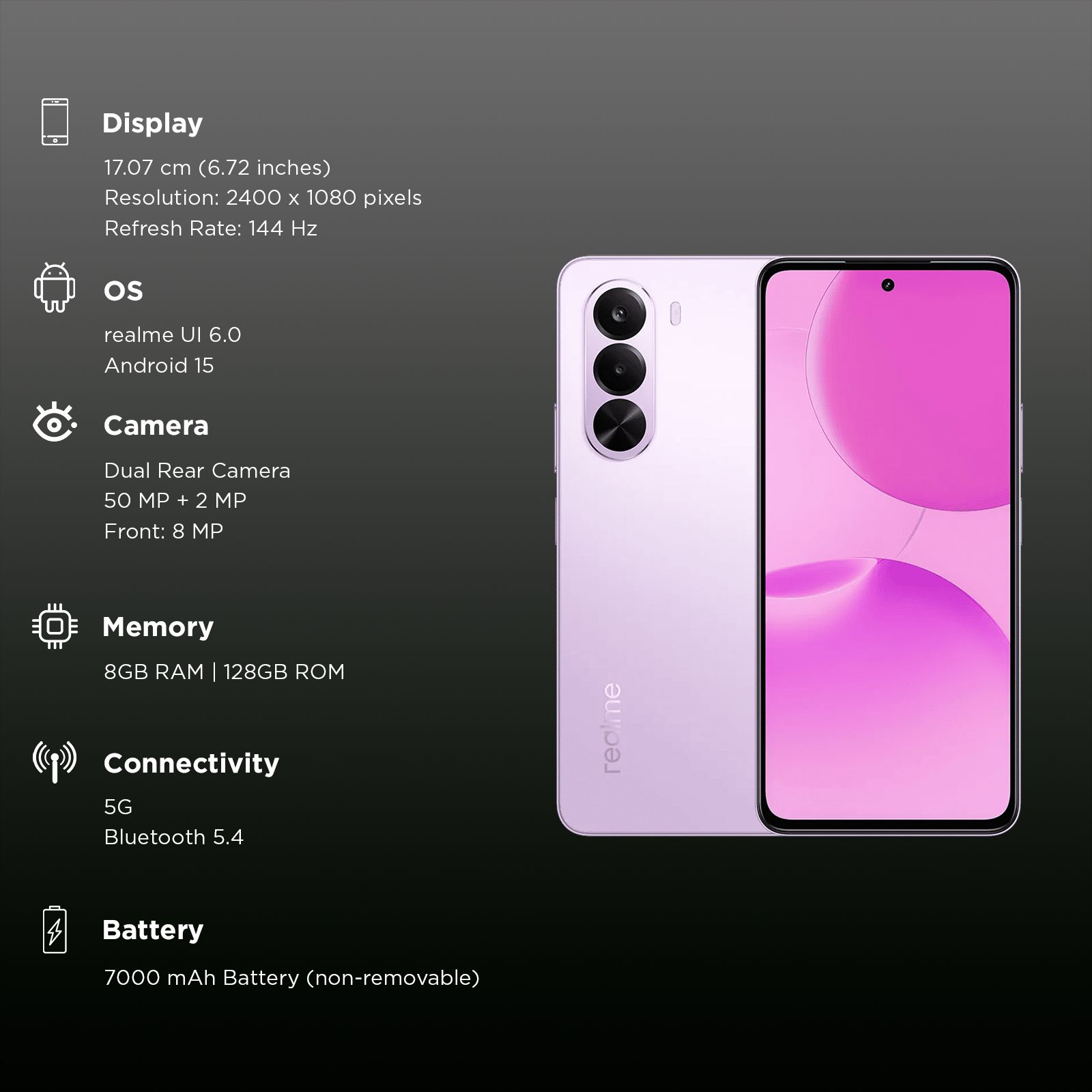 Realme P4x 5G (8GB RAM, 128GB, Elegant Pink) Realme P4x 5G (8GB RAM, 128GB, Elegant Pink)_3
