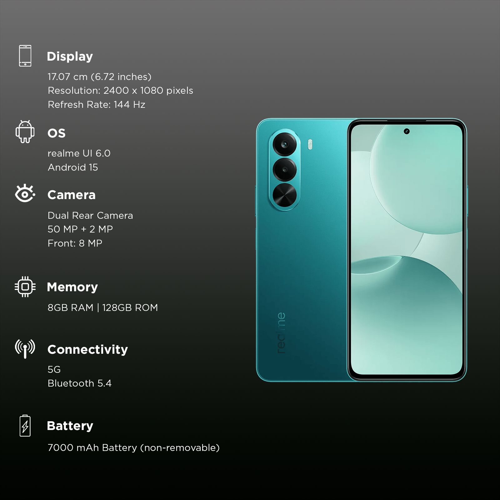 Realme P4x 5G (8GB RAM, 128GB, Lake Green)_3