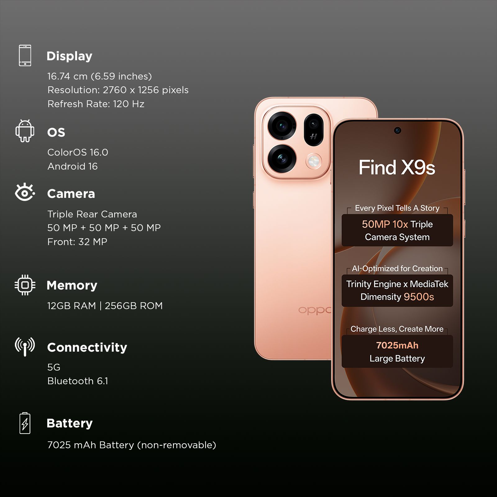 Oppo Find X9s 5G (12GB RAM, 256GB, Sunset Orange)_3