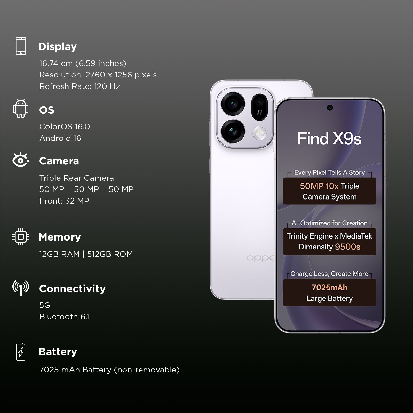 Oppo Find X9s 5G (12GB RAM, 512GB, Lavender Sky) Oppo Find X9s 5G (12GB RAM, 512GB, Lavender Sky)_3