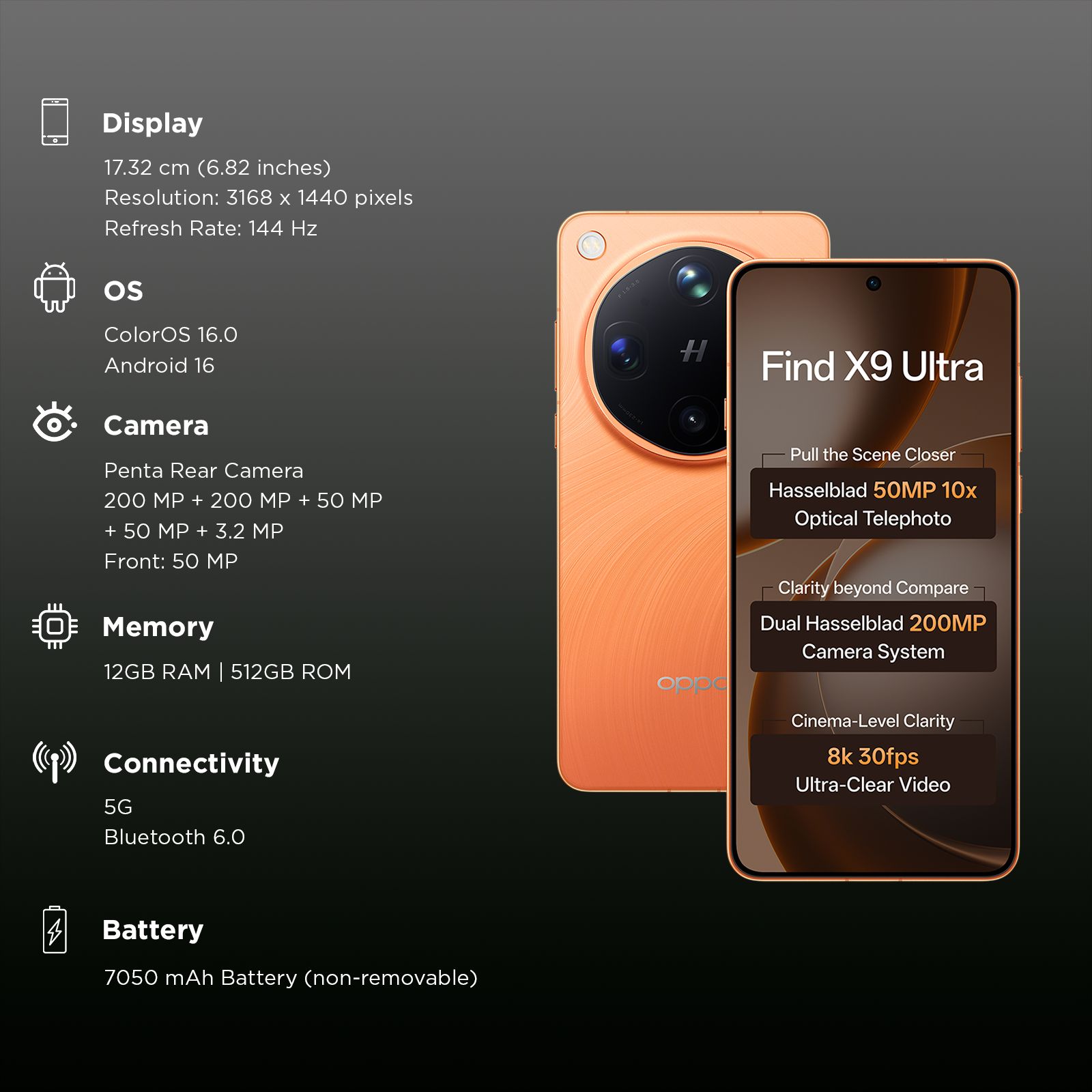 oppo Find X9 Ultra 5G (12GB RAM, 512GB, Canyon Orange)_3