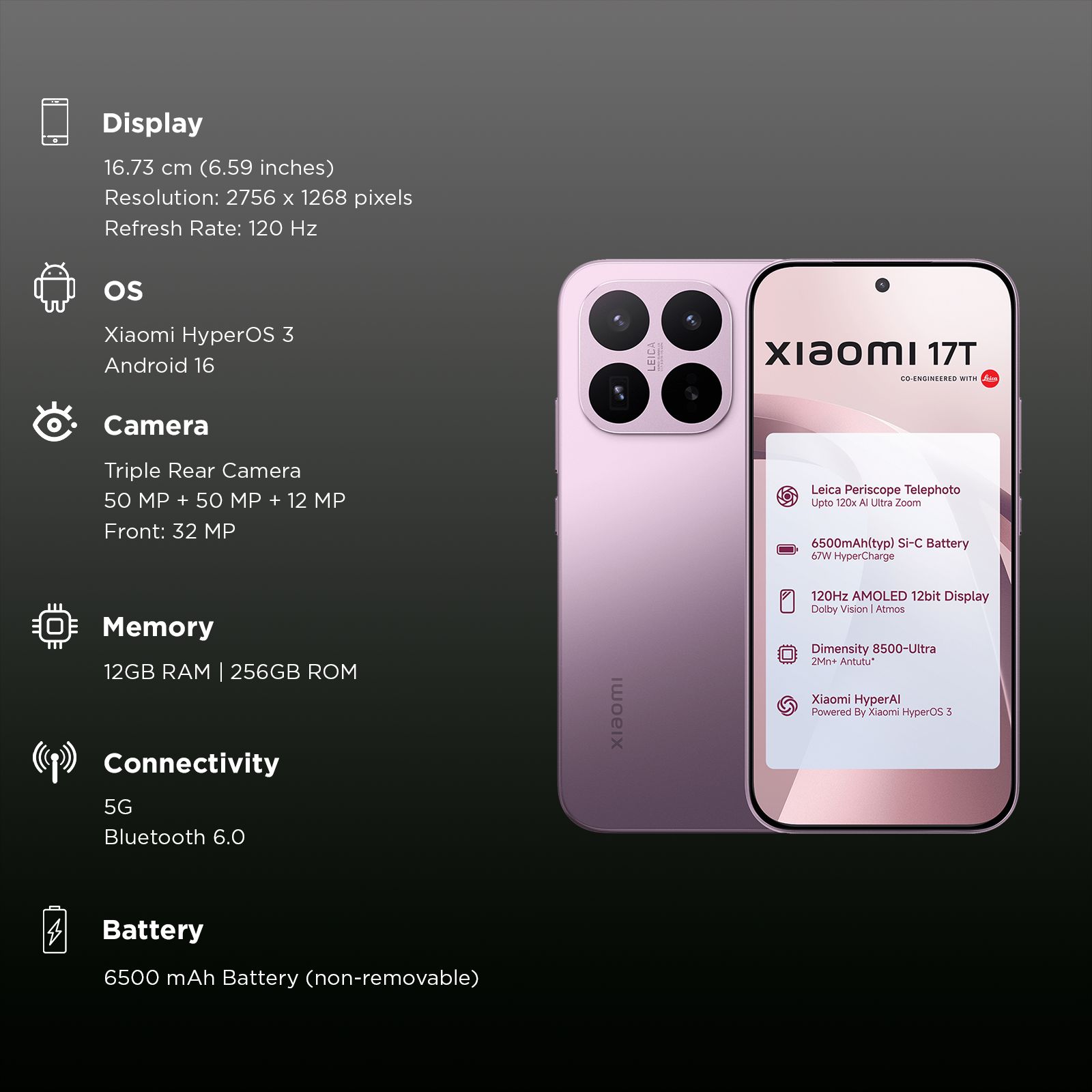 Xiaomi 17T 5G (12GB RAM, 256GB, Violet)_3