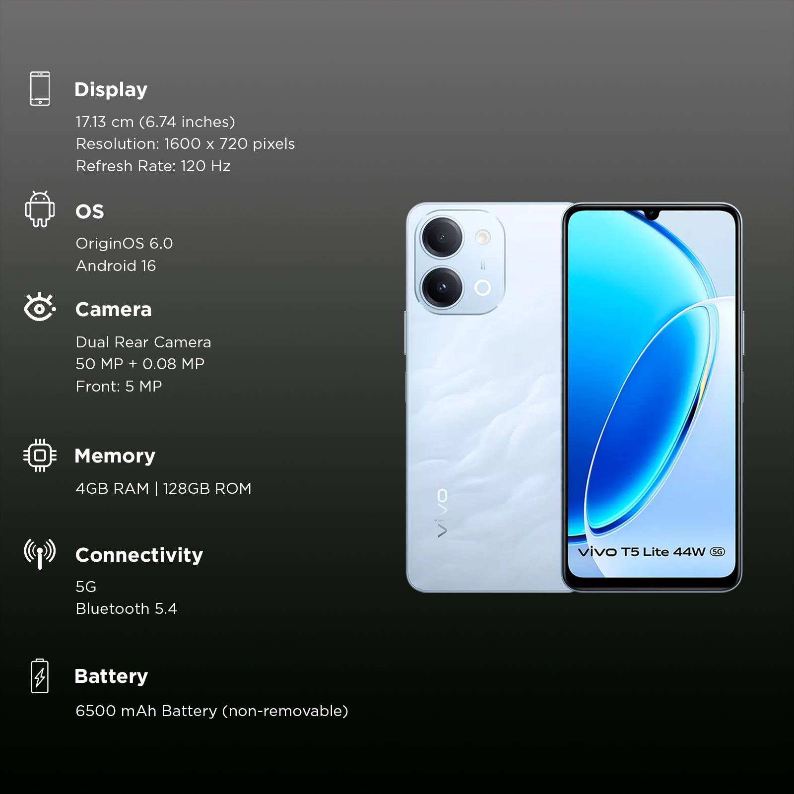 vivo T5 Lite 5G (4GB RAM, 128GB, Wave Blue) vivo T5 Lite 5G (4GB RAM, 128GB, Wave Blue)_3