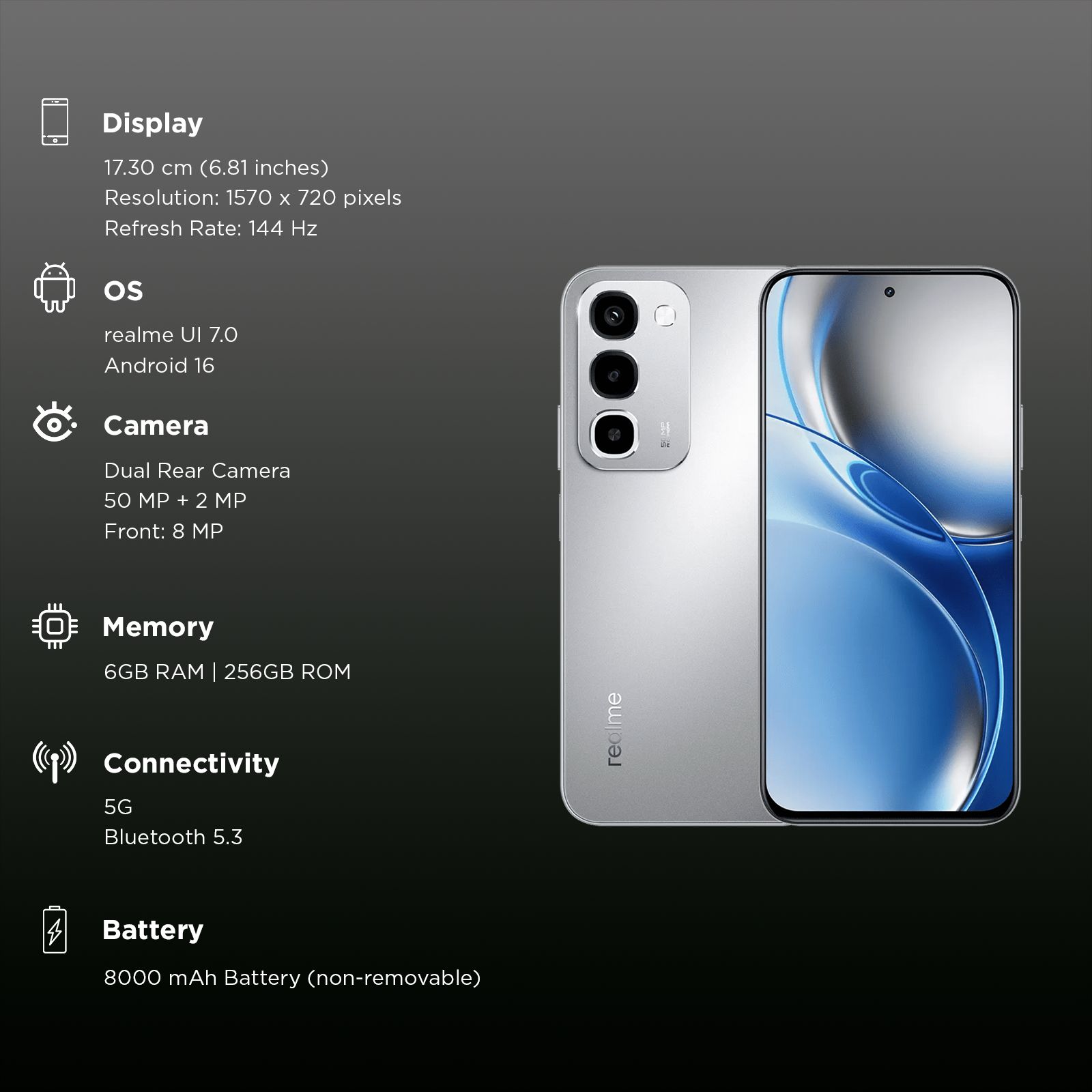 realme P4R 5G (6GB RAM, 256GB, Silver Glare) realme P4R 5G (6GB RAM, 256GB, Silver Glare)_3