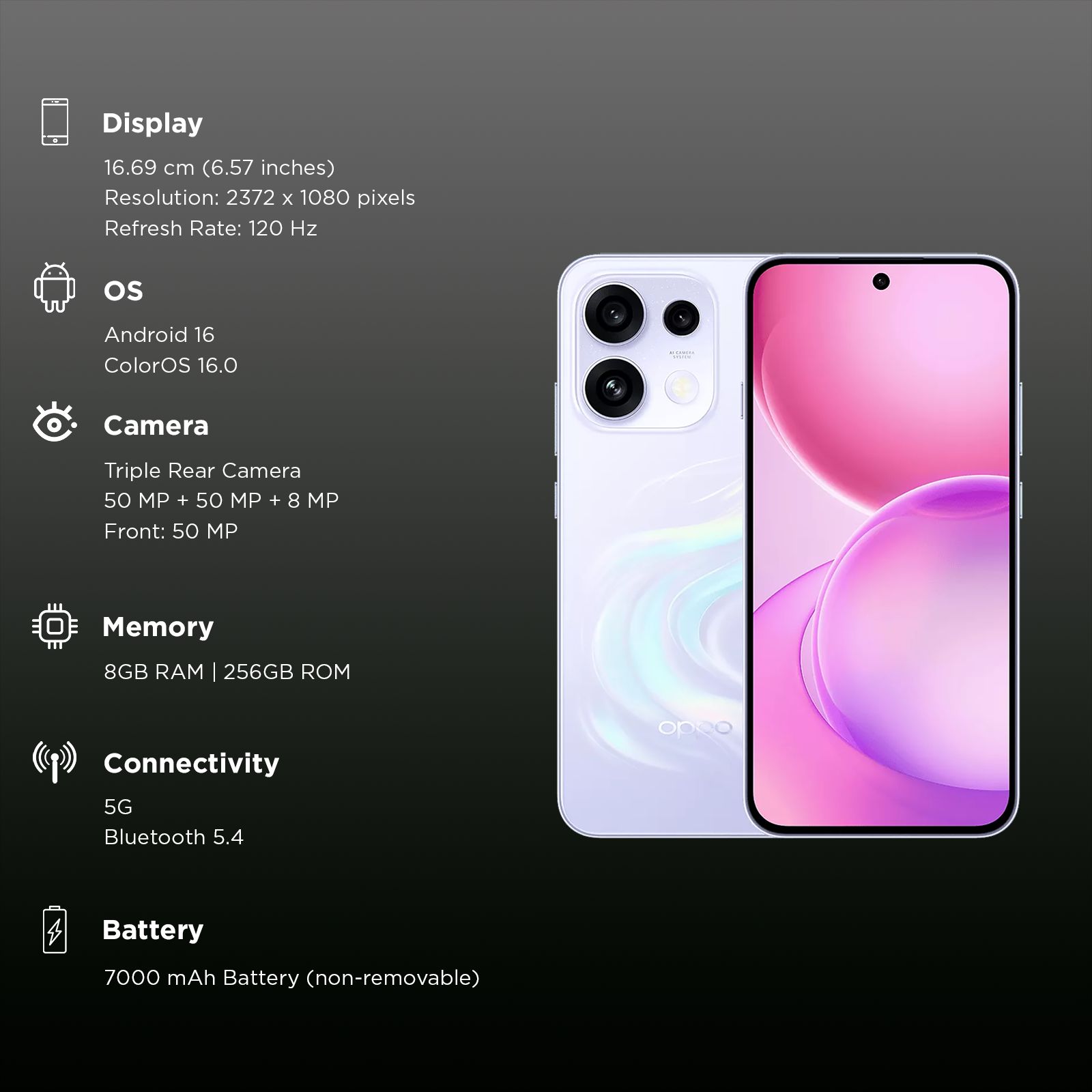 oppo Reno 16c 5G (8GB RAM, 256GB, Stellar Purple) oppo Reno 16c 5G (8GB RAM, 256GB, Stellar Purple)_3