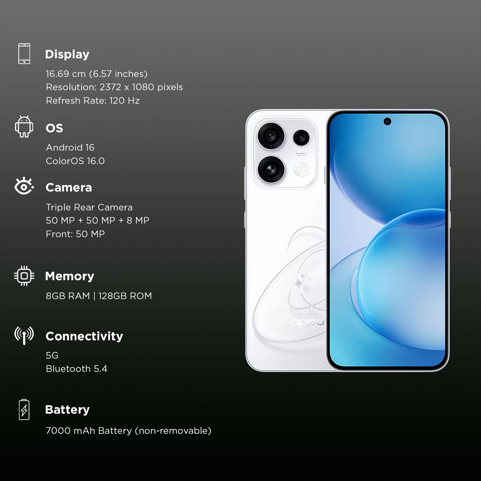 oppo Reno 16c 5G (8GB RAM, 128GB, Starry White) oppo Reno 16c 5G (8GB RAM, 128GB, Starry White)_3