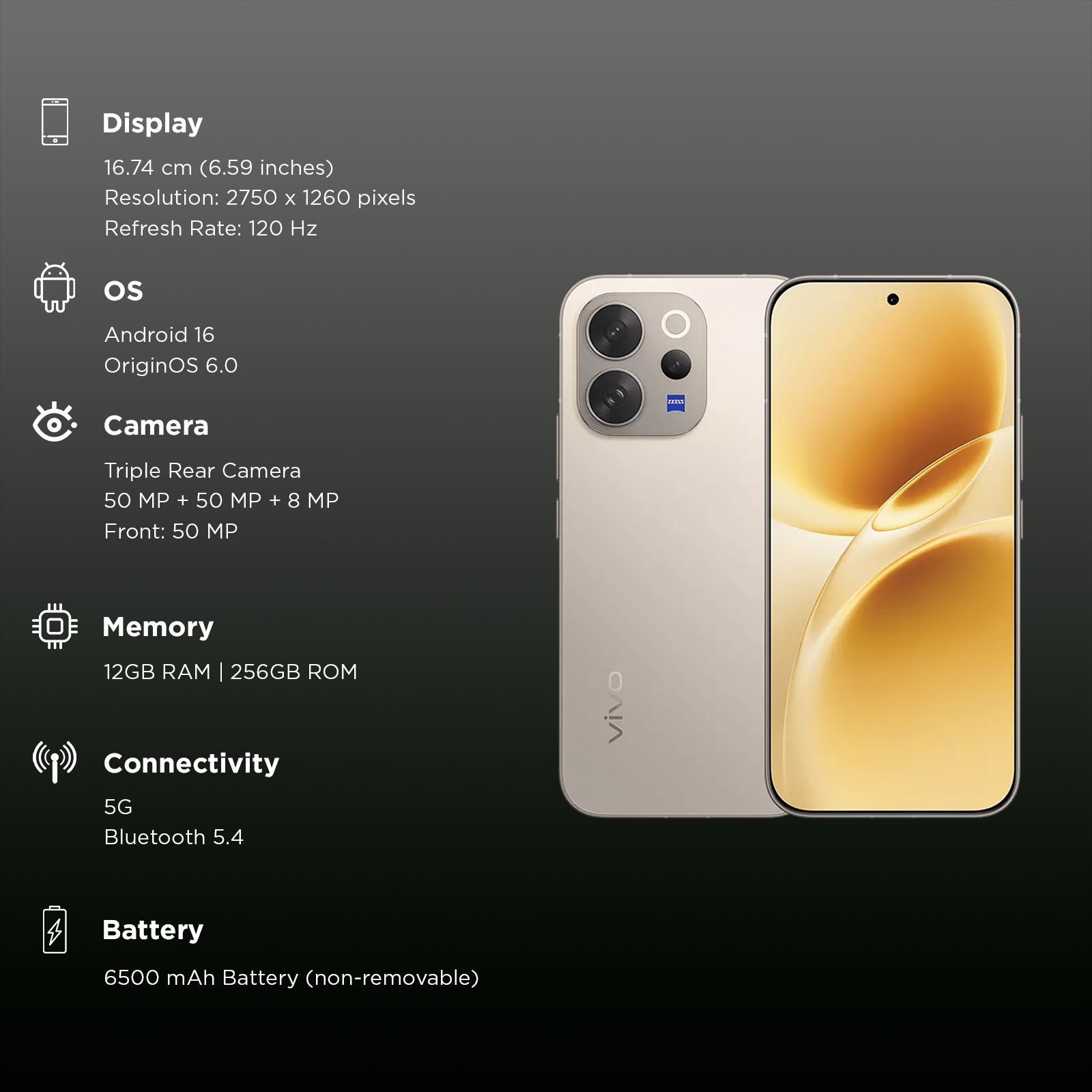 vivo V70 Elite 5G (12GB RAM, 256GB, Sand Beige) vivo V70 Elite 5G (12GB RAM, 256GB, Sand Beige)_3