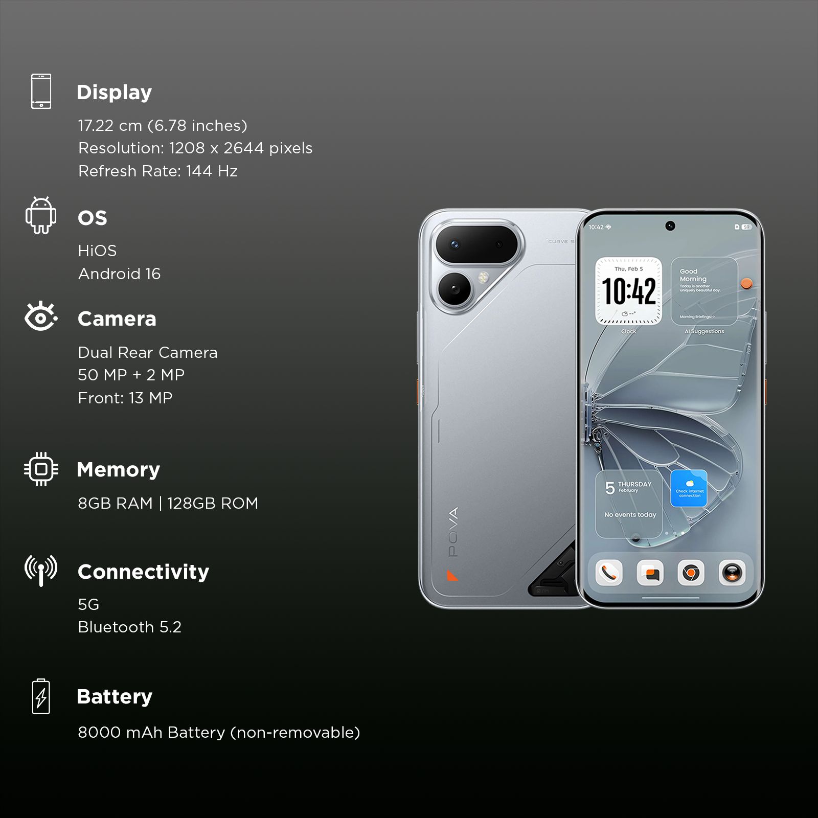 TECNO POVA CURVE 2 5G (8GB RAM, 128GB, Melting Silver) TECNO POVA CURVE 2 5G (8GB RAM, 128GB, Melting Silver)_3