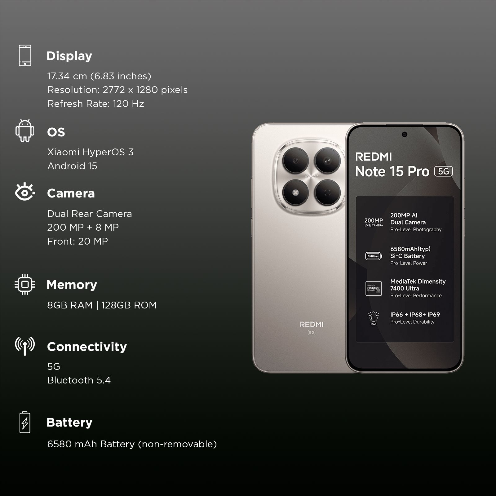 Redmi Note 15 Pro 5G (8GB RAM, 128GB, Silver Ash)_3